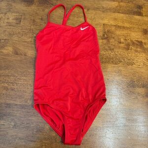 Girls Red Nike One-Piece Swimsuit size small 8-10 years